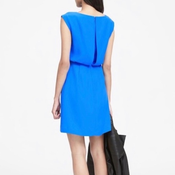 Banana Republic Blue Cap Sleeve Drape Back Dress - Size “0” Petite. - Picture 2 of 8